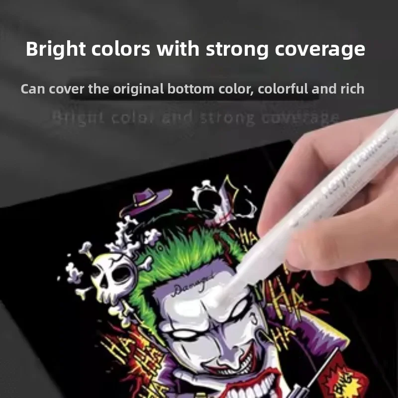 Rotulador acrílico, blanco de una sola mano dibujado, resistente al agua, no se decolora, no transparente, bolígrafo de alto brillo para pintar