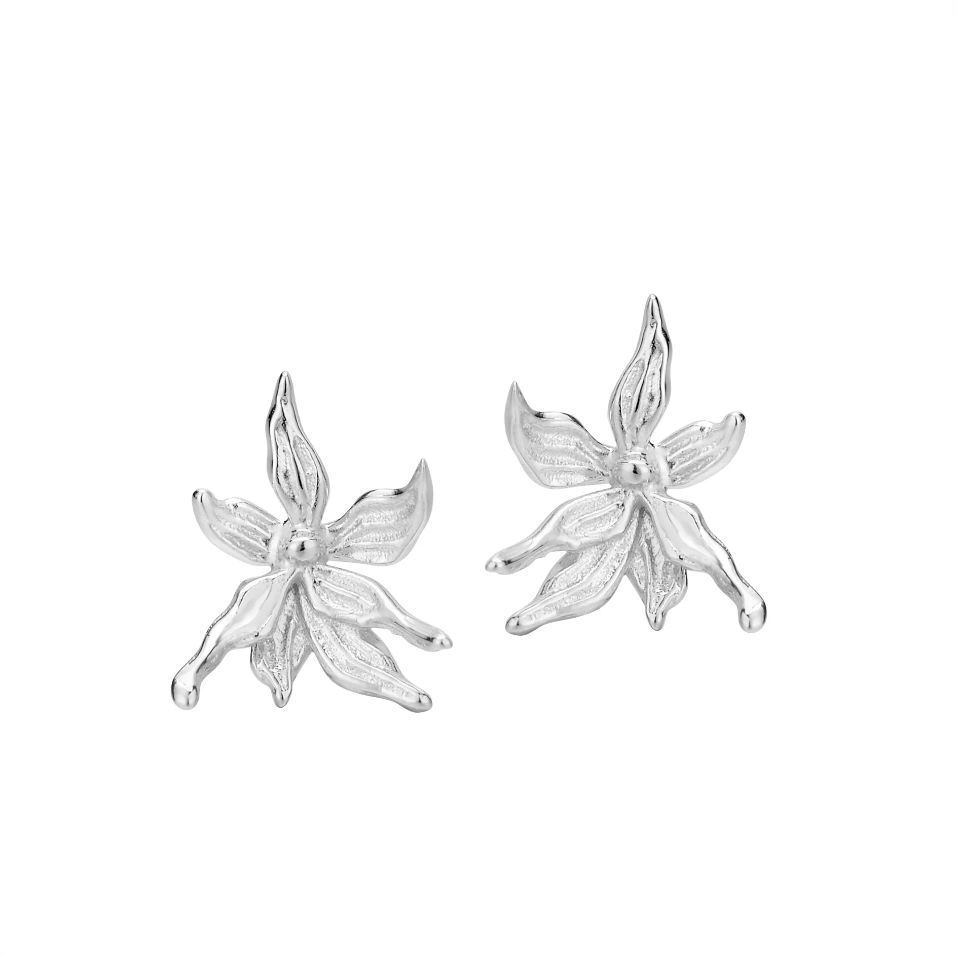 0166 CHOZON S925 أقراط فضية صلبة مزهرة نيو صينية بالجملة مجوهرات لذيذة للنساء