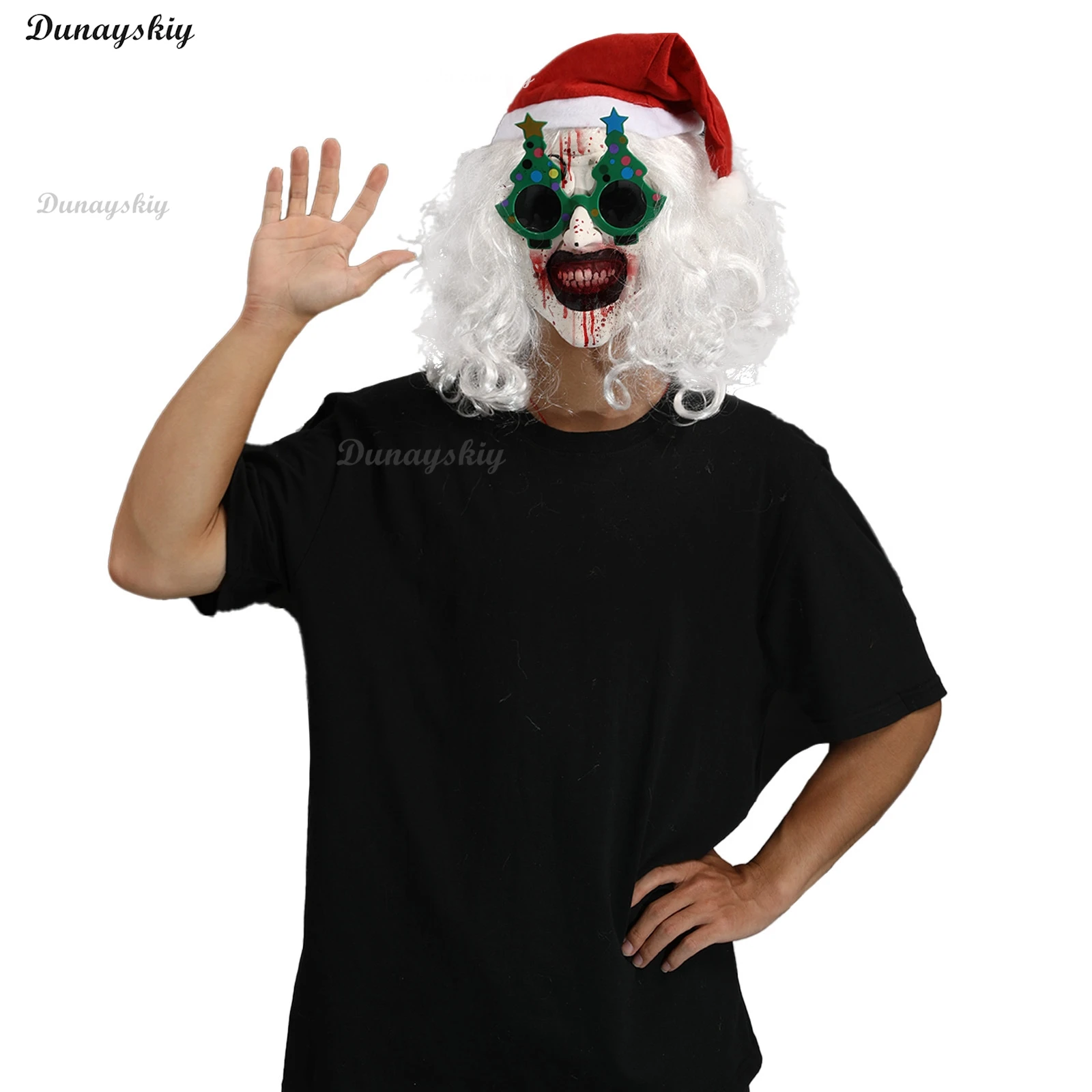 Máscara artística de payaso de Papá Noel, sombrero de película Terrifier 3, accesorios de disfraz de fantasía para hombre, accesorio de fantasía personalizado