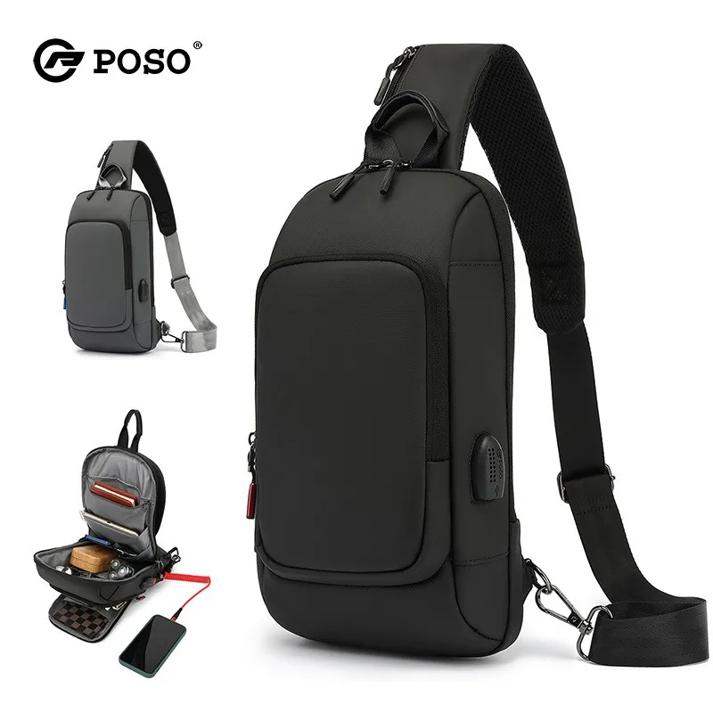 

USB PORT,men's commuter crossbody bag,durable and waterproof outdoor chest bag,single-shoulder bag,sacoche homme luxe, sling bag