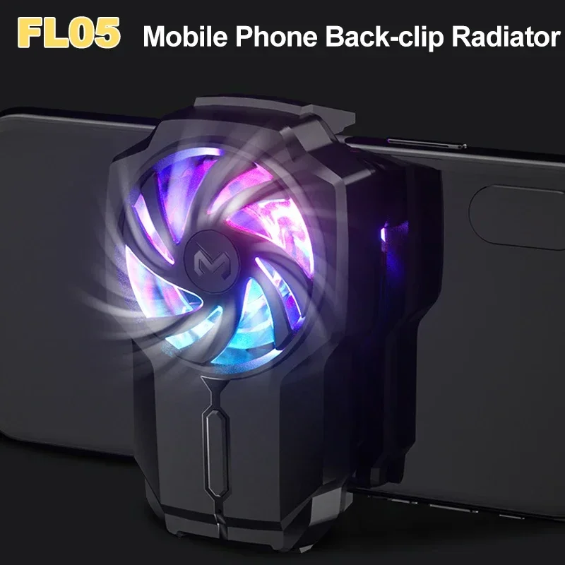 

MEMO FL05 Back-clip Air-cooled Cooling Fan Radiator 3 Gears Adjustable Game Cooler W/ RGB for IOS Android PUBG Cool Heat Sink