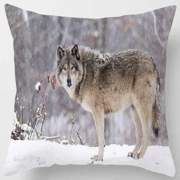 Wild Animals Lions Leopards Double-sided Printed pillow cover Short plush Suitable living room bedrooms sofa throw cushion cover