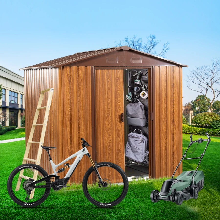 6ft x 6ft Outdoor Metal Storage Shed with Metal Foundation W54071035 For Garden, Backyard, Patio