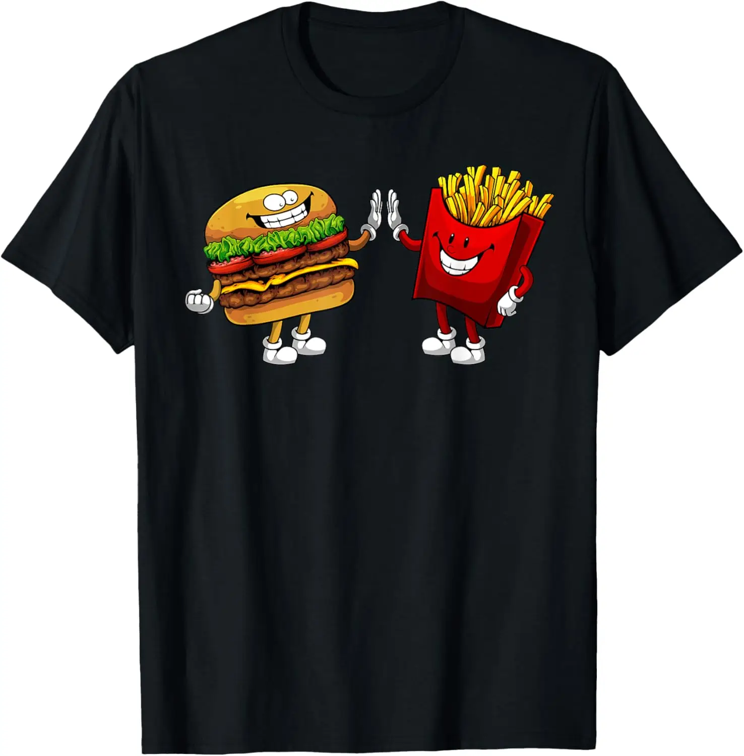 Cute Hamburger Art Men Women Hamburger French Fries Lovers T-Shirt