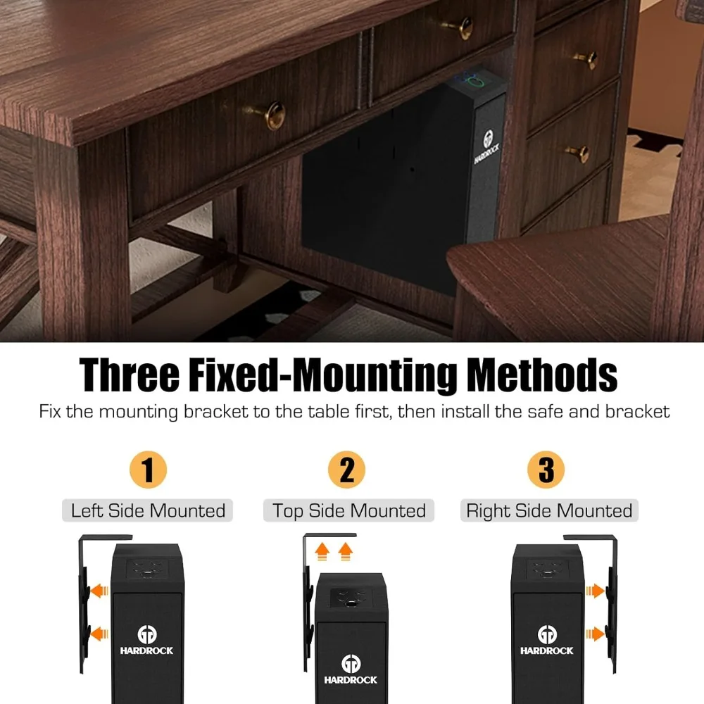 Gun Safe for Pistols, Biometric Wall Mounted Handgun Safe Box for Desk, Bedside,Truck，Drop Down Quick Access Security Safe with