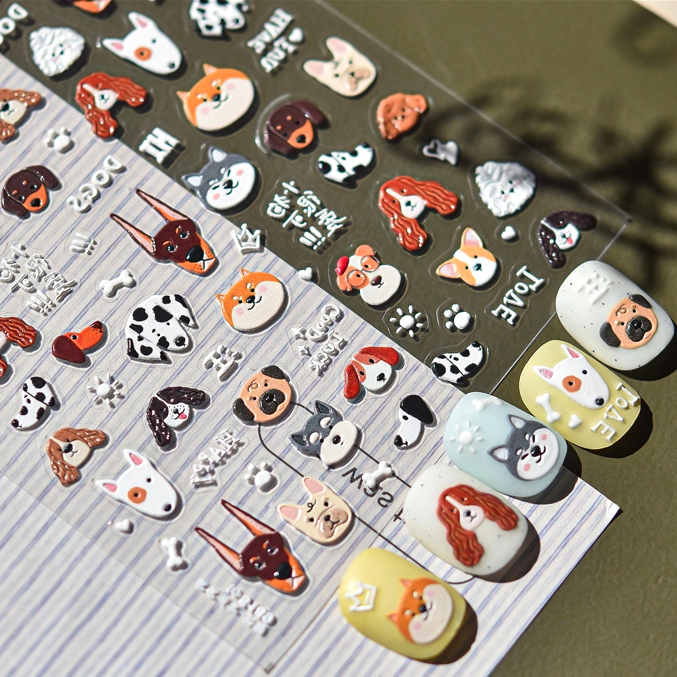 

Kawaii Animal Dog Apple Cat's Paw Puppy Bowknot Bear Star Balloon Watermelon Cake Summer Nail Art Stickers Decals Manicure Tool