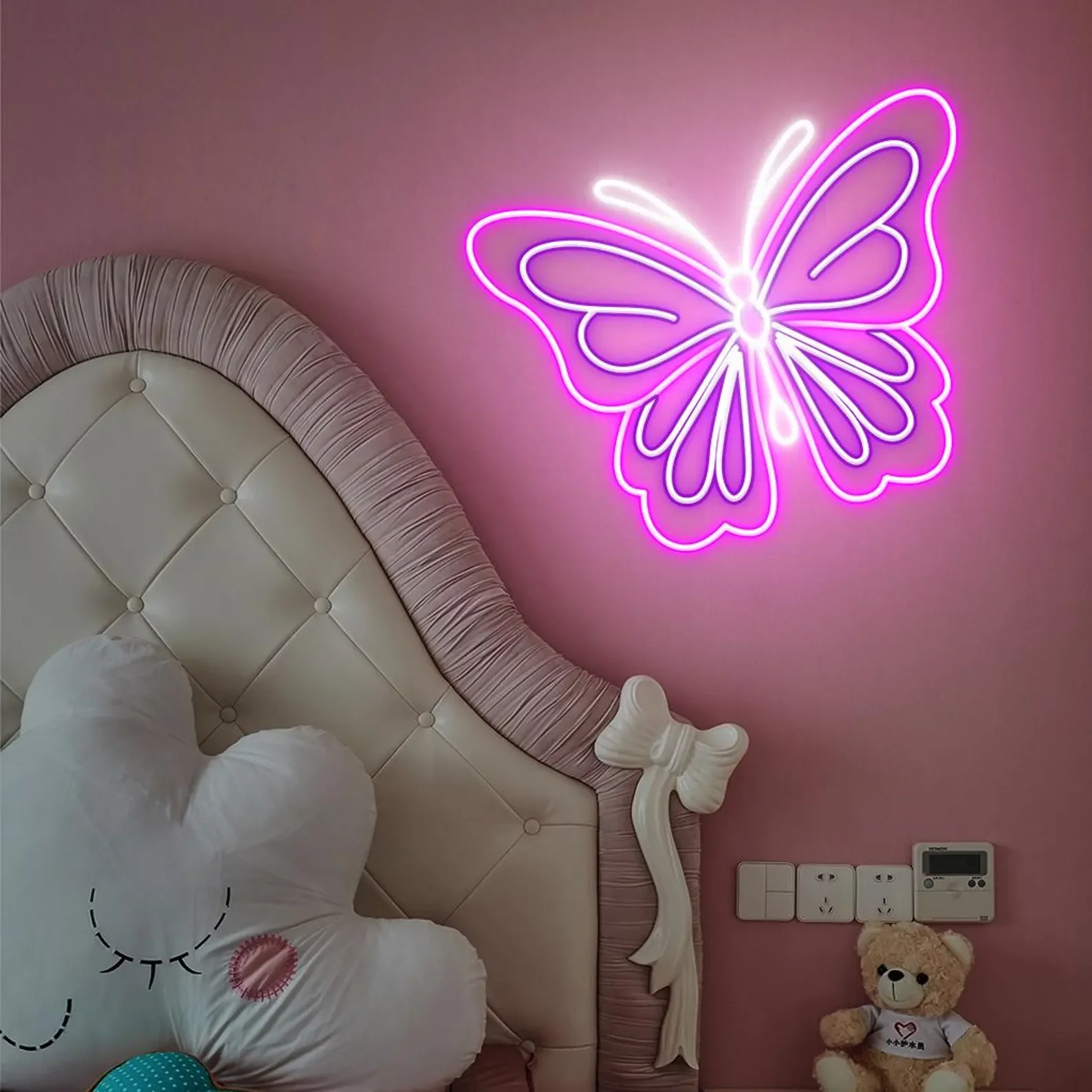 Colorful Butterfly Neon Sign,Aesthetic Neon Wall Art for Bedroom,Kids Room Living Room Decor,Business Neon Sign,Gift For Kids view 4