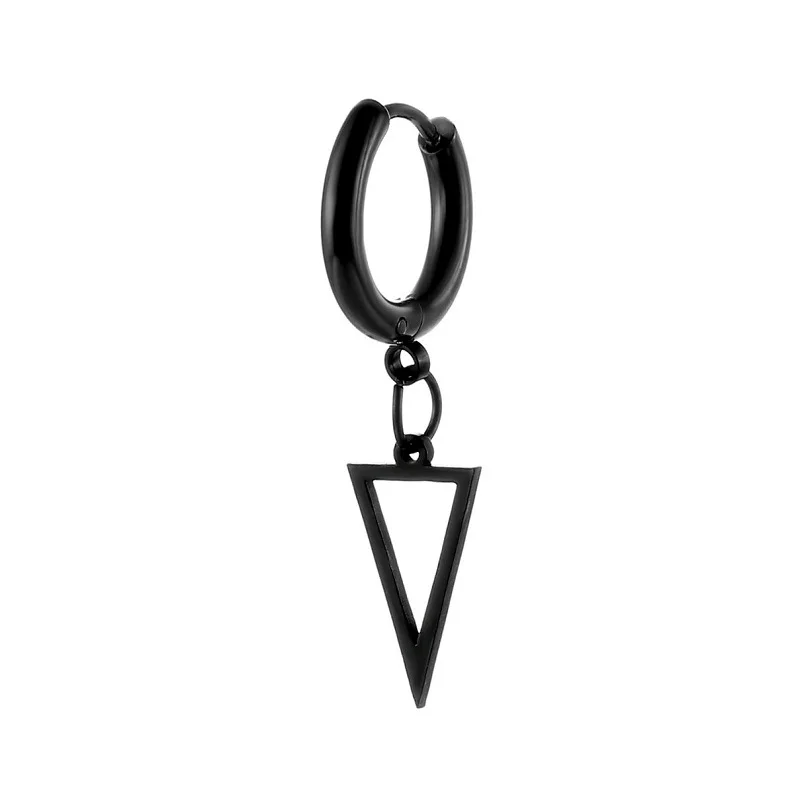 SOHOT 1 Piece Hollow Out Cross Triangle Geometry Titanium Steel Hoop Earrings Unisex Jewelry Punk Hip Hop Fashion Wholesale Gift