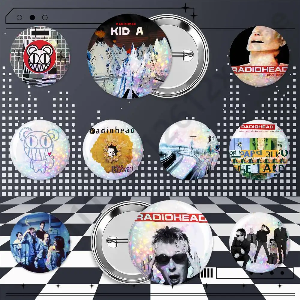 R-Radiohead Computer Custom Round Metal Button Badge Pins 25/32/44/58/75mm for Clothes Bags Hats Backpacks