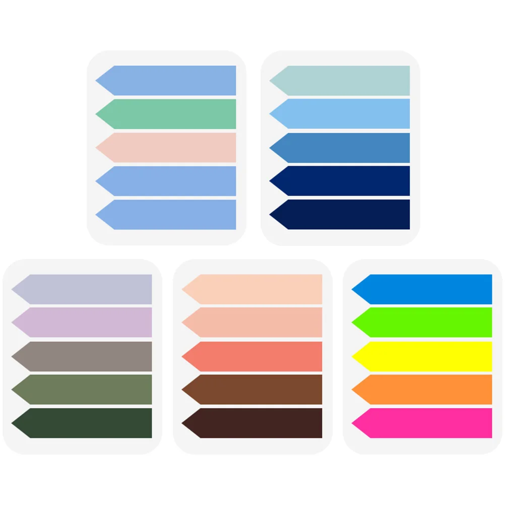 

5 Packs Colorful Index Tabs PET 5 Pads Page Markers Book Tabs Reading Supplies Self Adhesive Labels