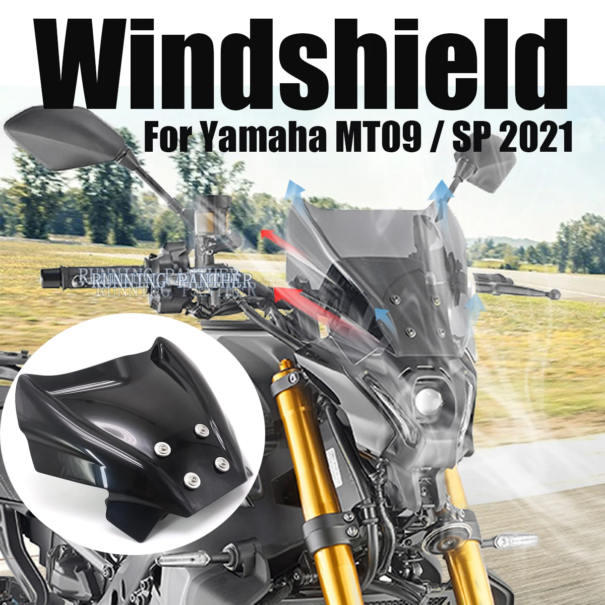 

Fits New For YAMAHA MT09 MT-09 mt09 SP 2021 Motorcycle Accessories For Givi Windshield Windscreen Kit Deflector Fairing Cover