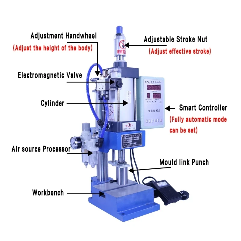 Pneumatic Punching Machine 500KG Column Manual Pneumatic Press Small Adjustable Force Pneumatic Punch 110V / 220V Type 100