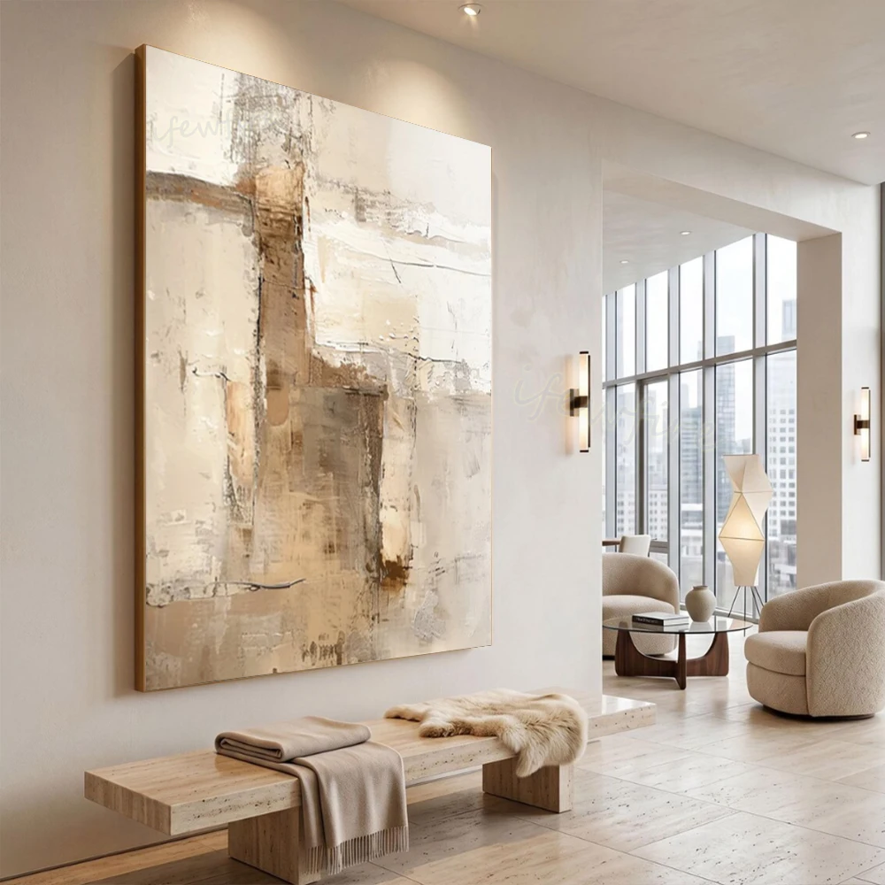 Modern Abstract Oil Painting 100% Handmade Retro Gray Wall Mural Art Picture for Living Room Decor Image on Canvas Art Artwork