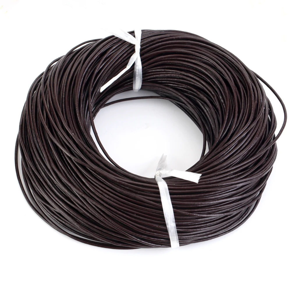 5 Meters/Lot 1-3mm 100% Genuine Cow Leather Round Thong Cord DIY Bracelet Findings Rope String For Jewelry Making