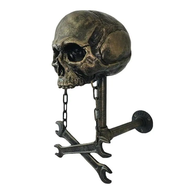 Skull Helmets Rack Wall Mounted Motorcycle Helmets Hanger Skull Head Helmets Stand Holder Durable And Stylish Motorcycle Skull