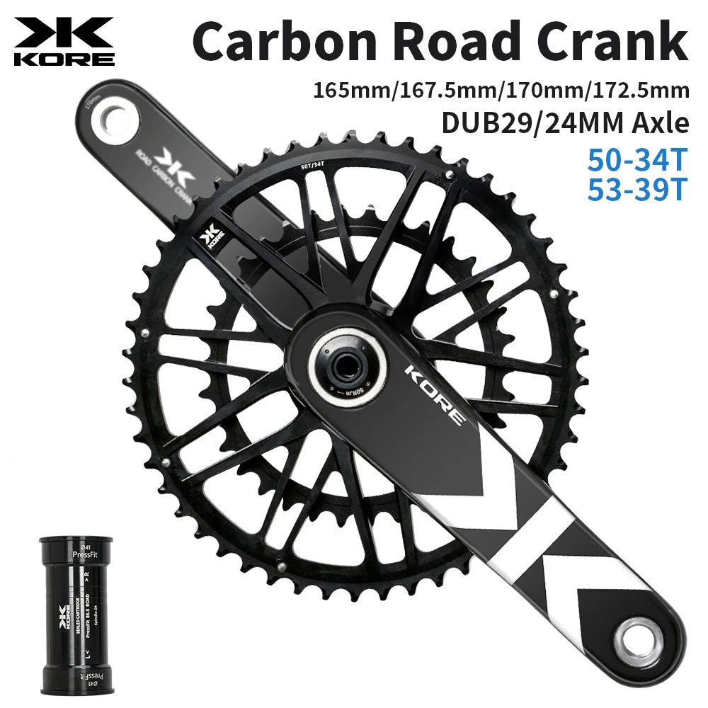 

KORE Carbon Fiber Road Bicycle Crankset Length170mm Crank Single/Double Chainring Use for DUB 29mm Chainring