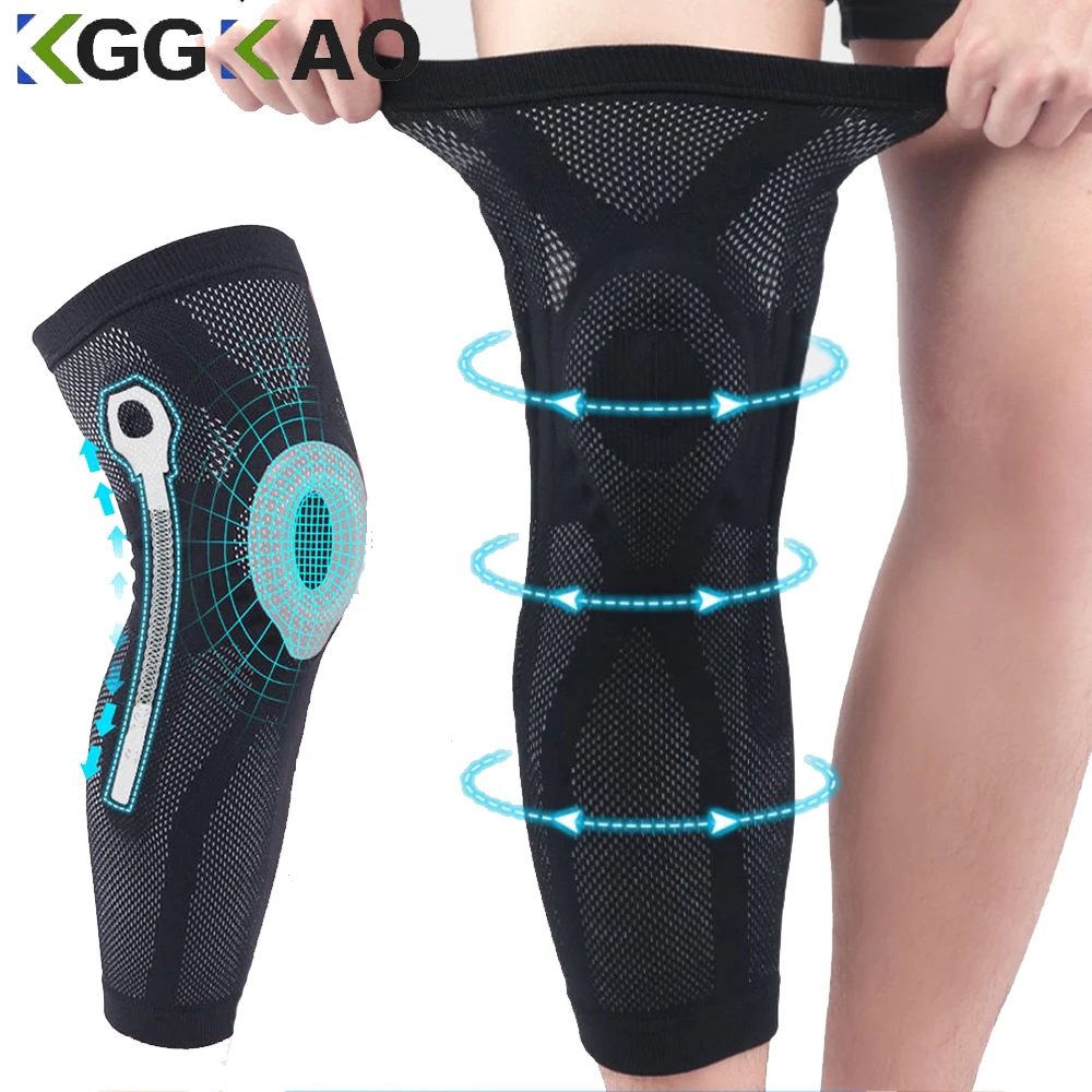 

1PCS Compression Knee Support Pads Lengthen Stripe Sport Sleeve Protector Elastic Long Kneepad Brace Volleyball Running