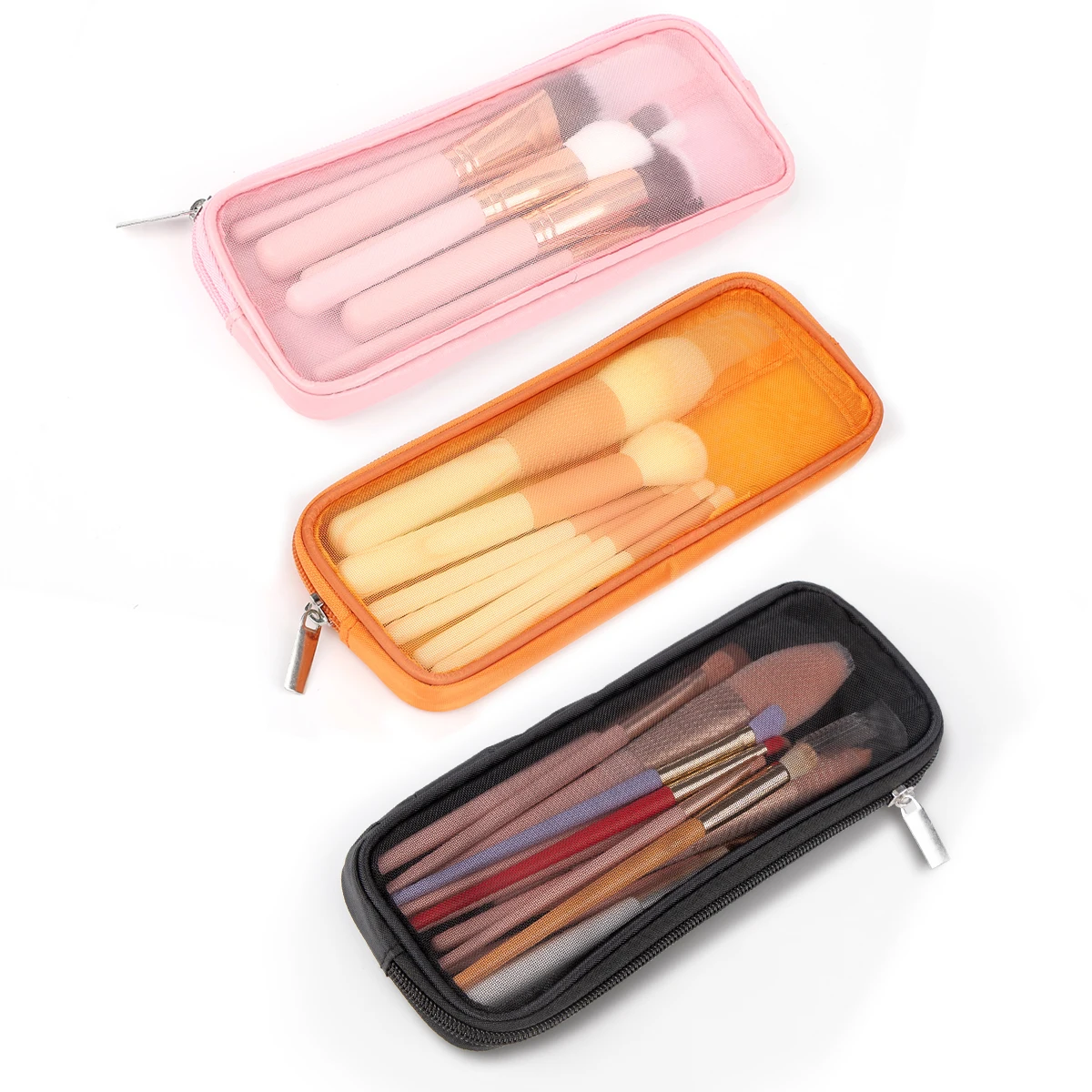 Mesh Makeup Brush Bag Case Holder Organizer Small Cosmetic Pouch Travel Toiletry Bag Pencil Case Makeup Artist Storage Bag
