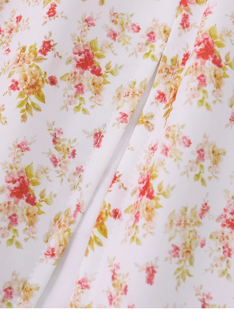 NewAsia Damenkleid mit Blumenmuster, Trägern, A-Linie, sexy hohem Schlitz, rückenfrei, zarten Ausschnitten, Sommerkleid für Party, Strand und Urlaub. – Detail 35