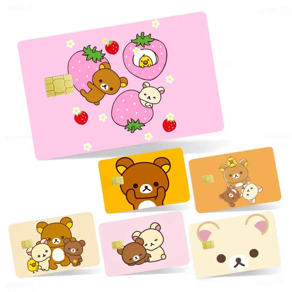 

Cute Rilakkuma White Brown Bear Card Stickers Small Waterproof Chip 4PCS Card Sticker Anti-Scratch