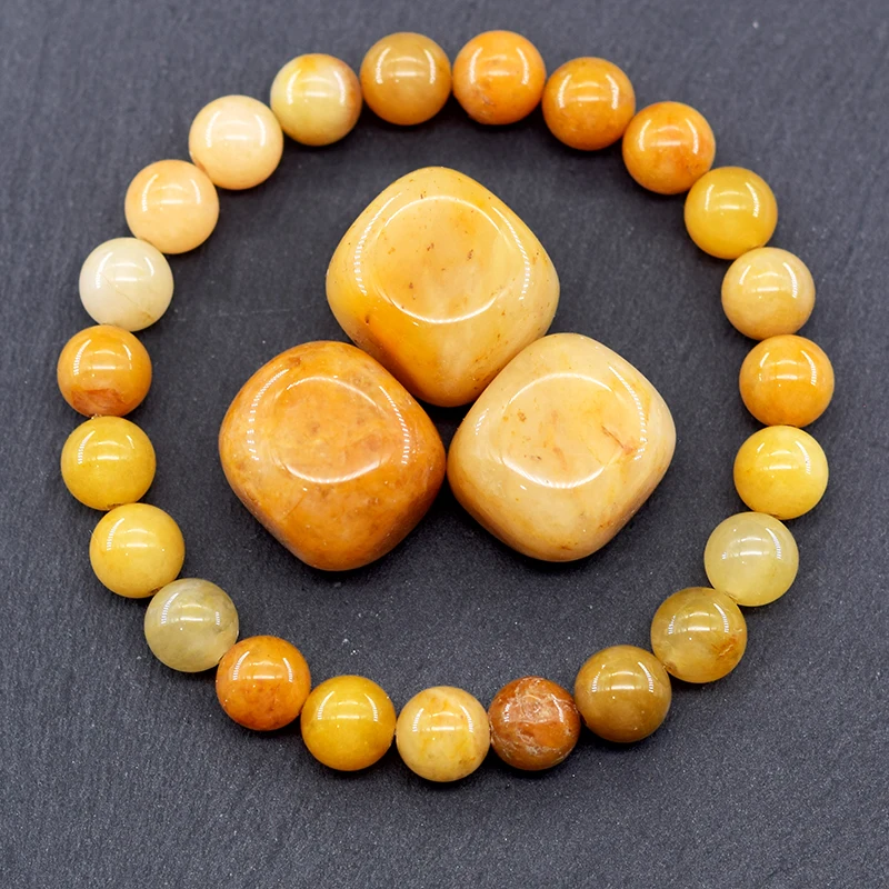 Natural Yellow Jade Stone Bracelet Women Real Natural Yellow Lemon Jade Crystal Beads Bracelet for Men Gem Bangle Jewelry Gift