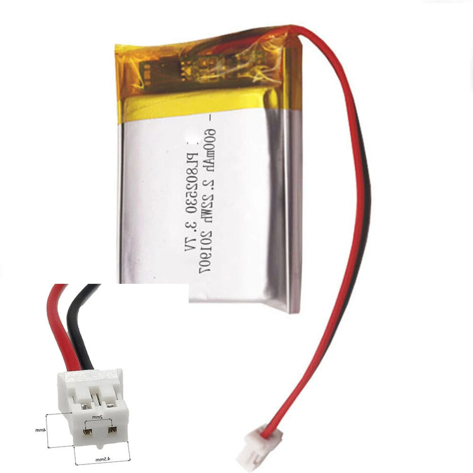 LAPTOP 3.7 V 600 mAh 802530 Li-Polymeer Li Batterij JST-PH 2pin 2.0 Voor MP3 ELEKTRISCH SPEELGOED TABLET GPS CAMERA POWER BANK MOBIELE POWER