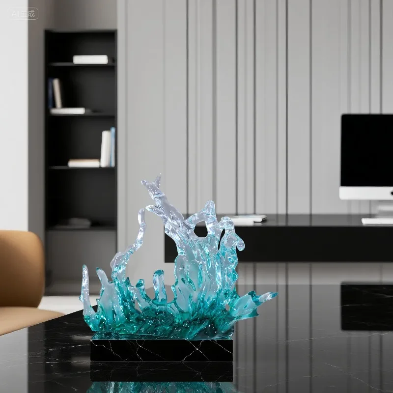 Transparent resin sculpture, handmade craftsmanship, luxury crystal texture, office and home decorations