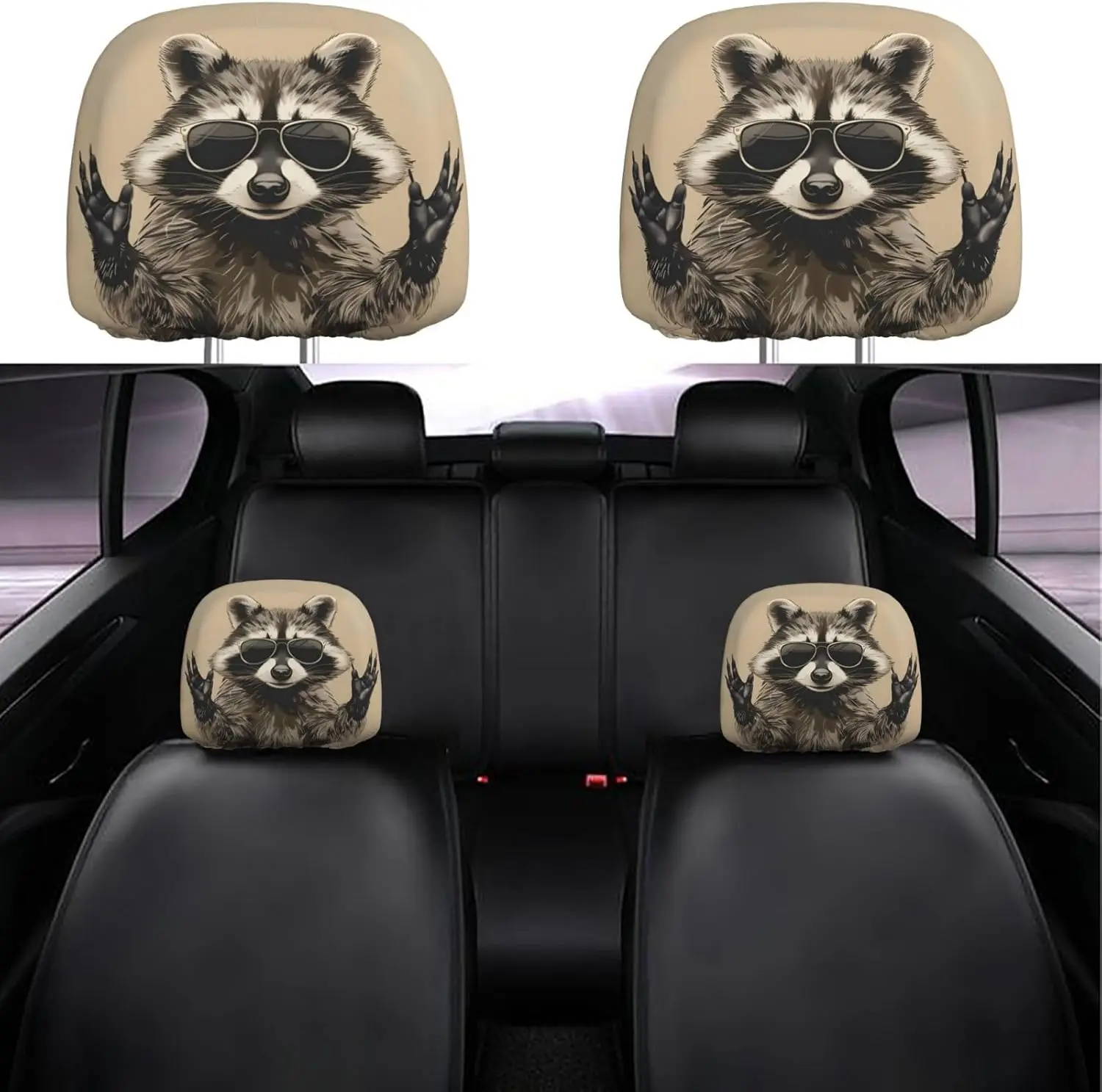 

Забавные чехлы на подголовники автомобиля в виде енотов, универсальные мягкие накладки на подголовники, защитные аксессуары для автомобиля, тканевые чехлы на подголовники
