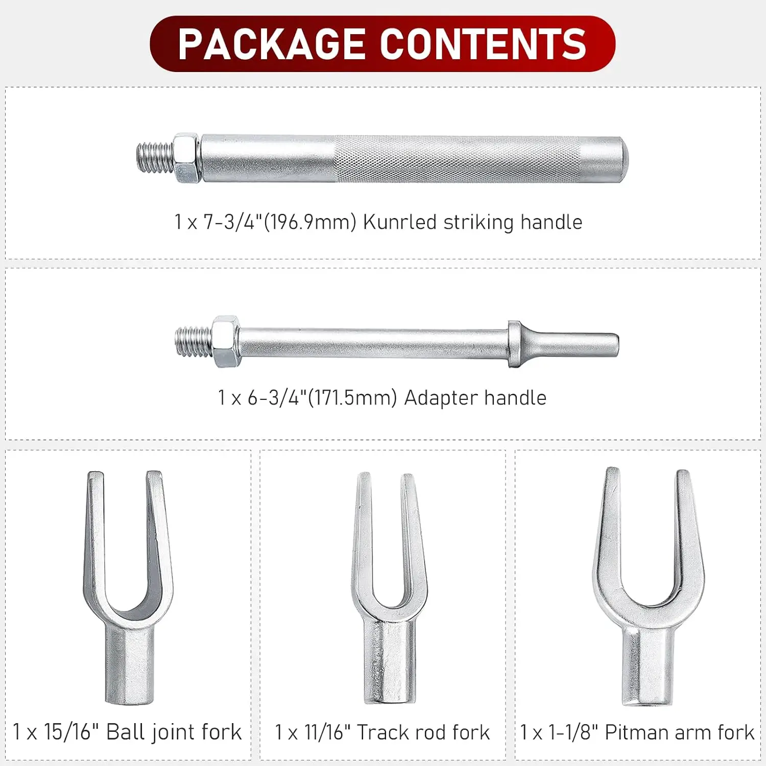 Ball Joint Tie Rod and Pitman Arm 5 Piece Tool Kit Separator for Cars and Light Trucks