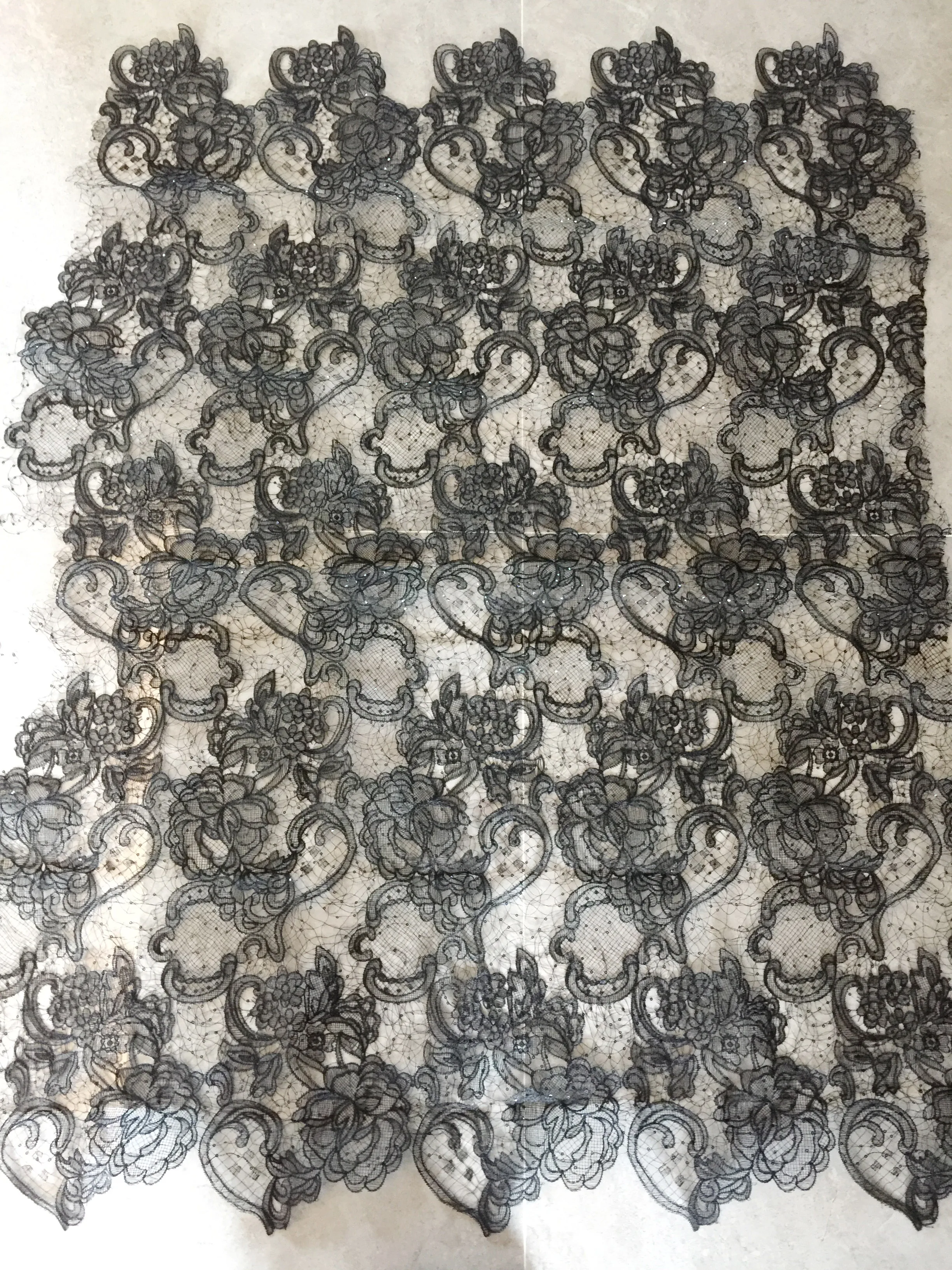 Hollow Out Embroidery Lace Fabric for Evening Dress Gowns Black, Off White 1 Meter 2022