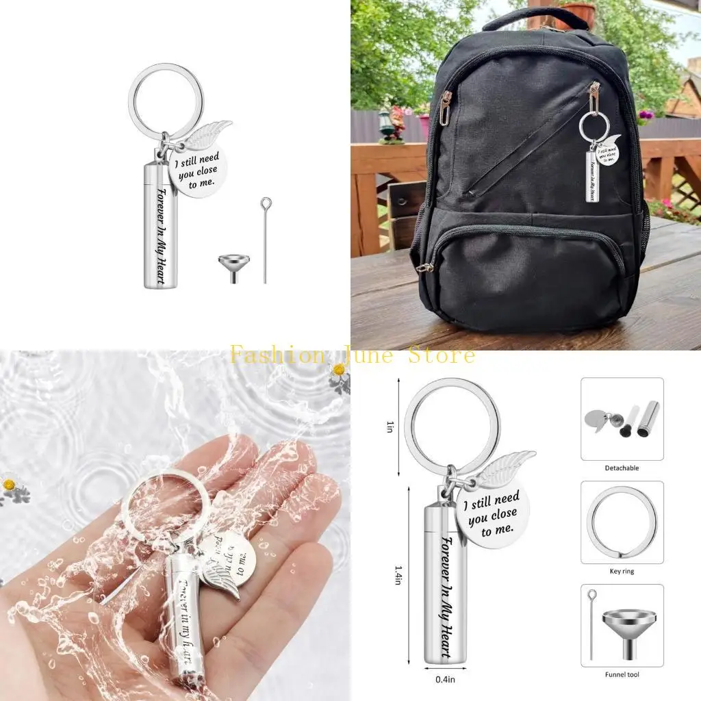 N5KA Unique Cylinder Cremation Keychain DIY Neacklace Pendant for Human Dog for Cat A