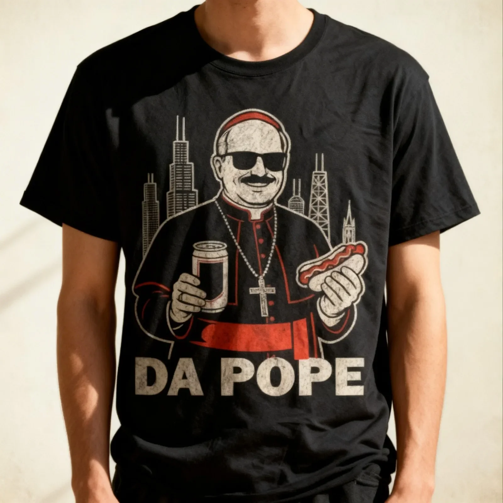 Da Pope From America Chicago Pope Leo XIV Funny Vintage T-Shirt