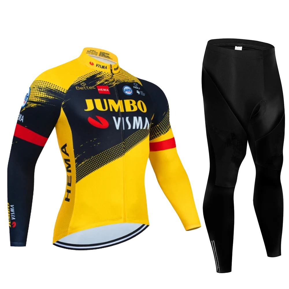 남성용 사이클링 저지 세트, 긴 소매 자전거 세트, 19D 젤 패드 바지, 가을 MTB Maillot Ciclismo 의류, 자전거 유니폼, 2024Pro, 신제품