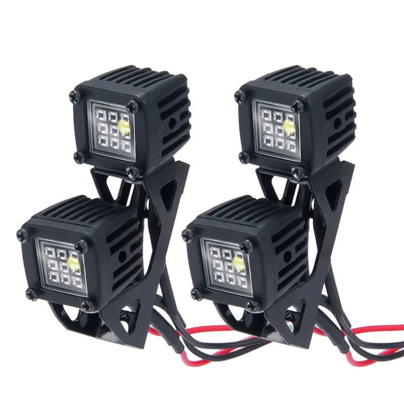 FBIL-4X Modified Headlight Spotlights Car Top Lights Bumper Lights For AXIAL SCX10 JEEP TRAXXAS TRX4 TRX6 1/10,C Black