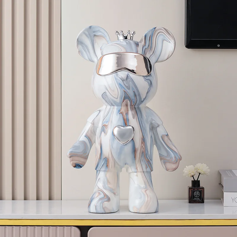 2024 New Crown Cool Fluid Bear Piggy Bank Decoration, Living Room TV Cabinet Broadcast Room Display Cabinet Decoration