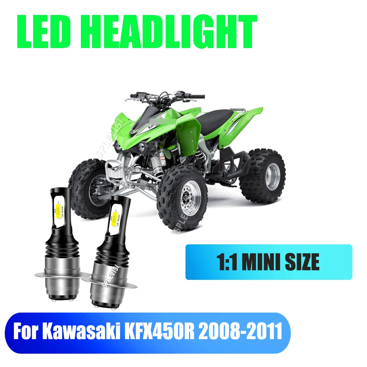 

2x 9-16v H6 H6M P15D LED Headlights - whether it is used at night or in bad weather For Kawasaki KFX450R 2008 2009 2010 2011