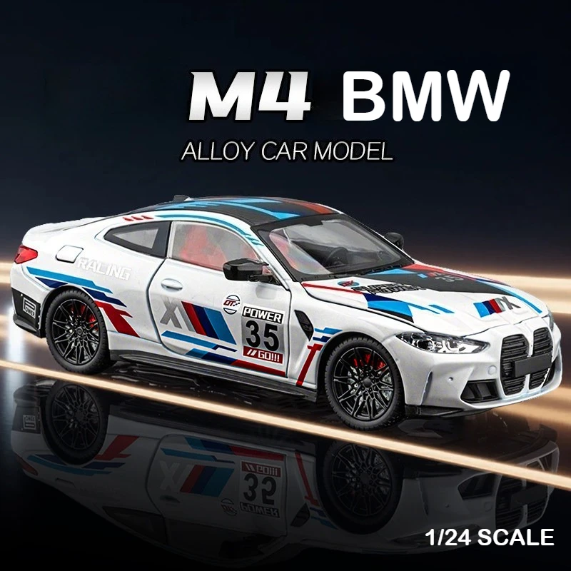 Track Version 1:24 Scale  M4 Diecast Sports Car Model Collectible Ornament Toy Vehicle Gift for Boyfriend Miniature Voiture