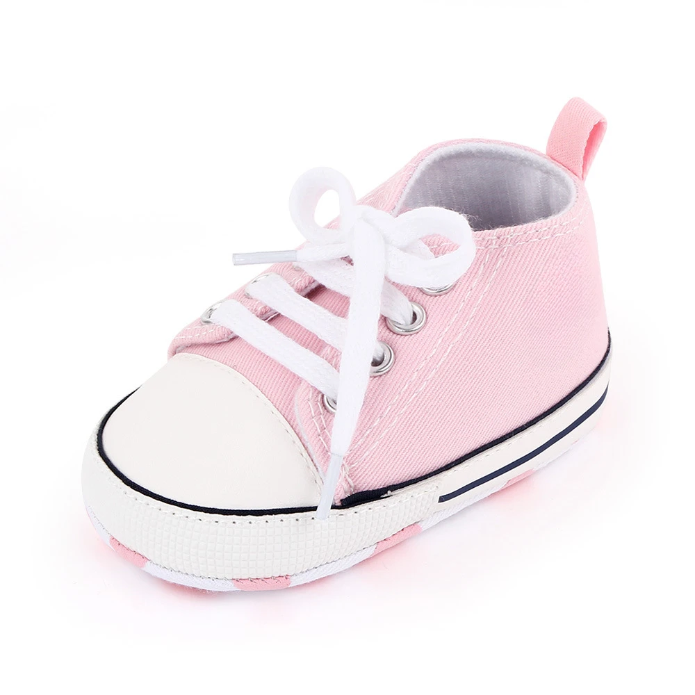 Solid Anti-slip Canvas Infant Shoes Classic First Walkers Baby Girls Sneakers Newborn Crib Shoes Babe Boy Flats