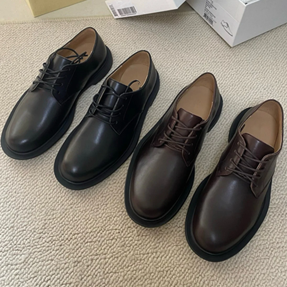 

Jenny&Dave Shoes For Woman Loafers Britain Vintage Derby Shoes Fashion Girls Minimalist Genuine Leather Round Toe Flats Shoe