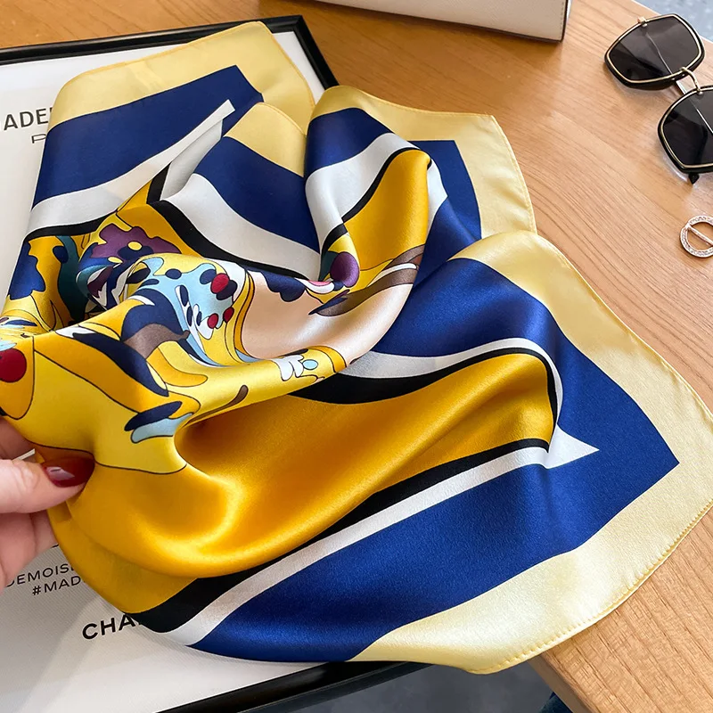

Print 100% Natural Silk Square Scarves Fashion Bandana Headband Women Designer Small Neck Foulard Female Kerchief Hair Band 2023