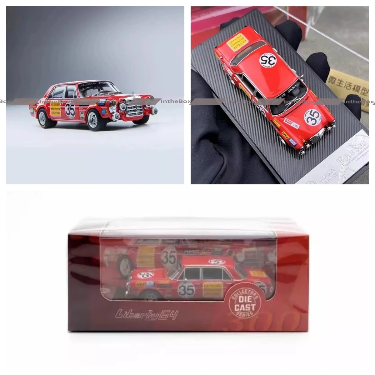 Liberty 1:64 MB 300 SEL 6.8 W109 racing car Red Pig 35 alloy car Model Diecast Metal Car Collection Limited Edition Hobby Toys