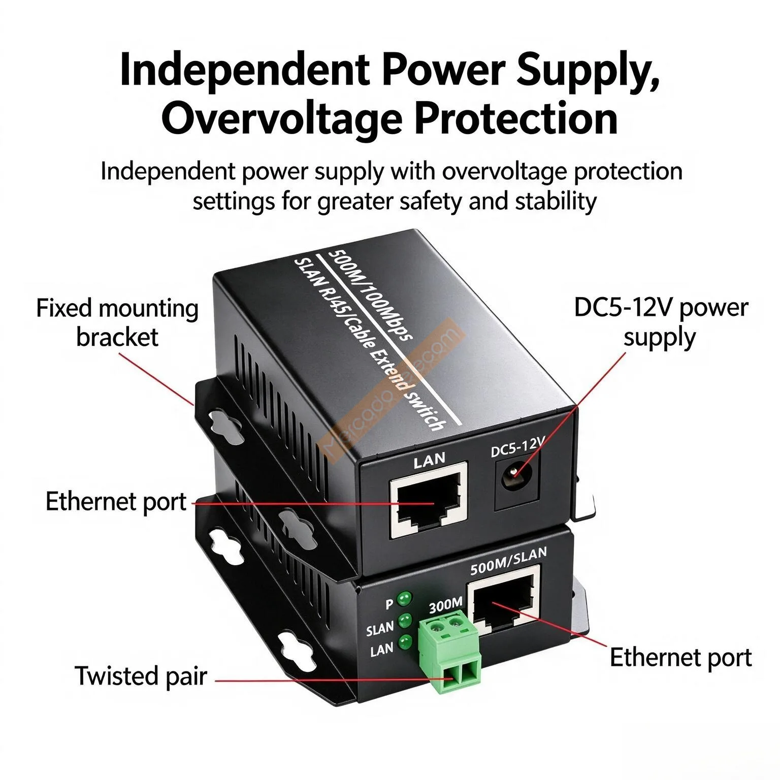 1 Pair Ethernet over Twisted Pair Converter -Ethernet Extender over Twisted Line Phone Wire Line, RJ45 LAN Network Booster