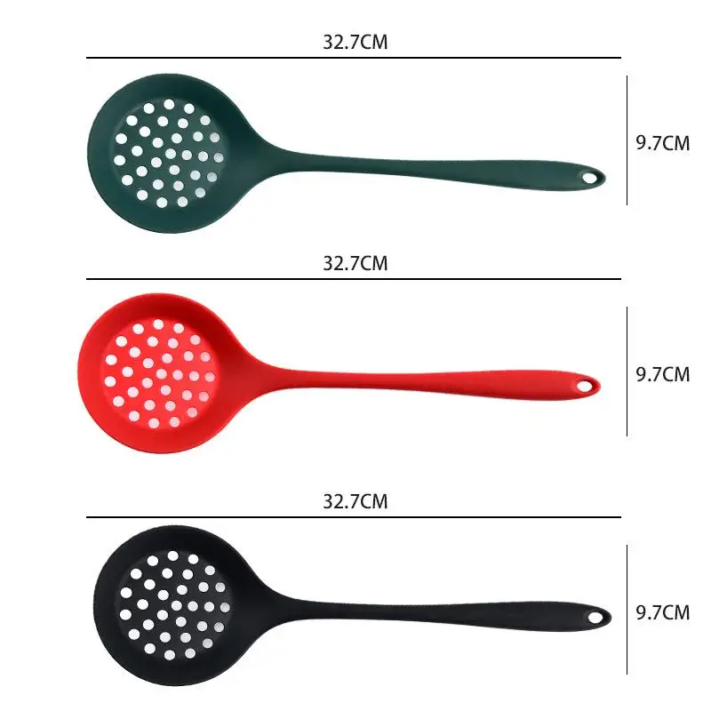 Silicone Strainer, Non-stick Pan Silicone Spoon, Ladle, Slotted Spoon, Cooking Utensil, Large Anti-scalding