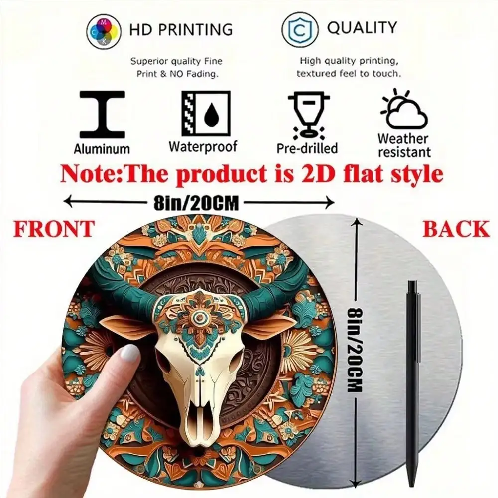 Brand Vintage Iron Wall Art Retro Metal Sign 8x8 Inch Round Decor for Home Office Bar Man Cave Dad Gift