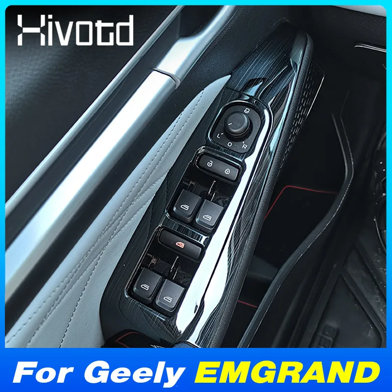 Car Window Glass Lift Button Panel Cover Stainless Steel Trim Protective Parts For Geely EMGRAND 2022-2024 Interior Accessories