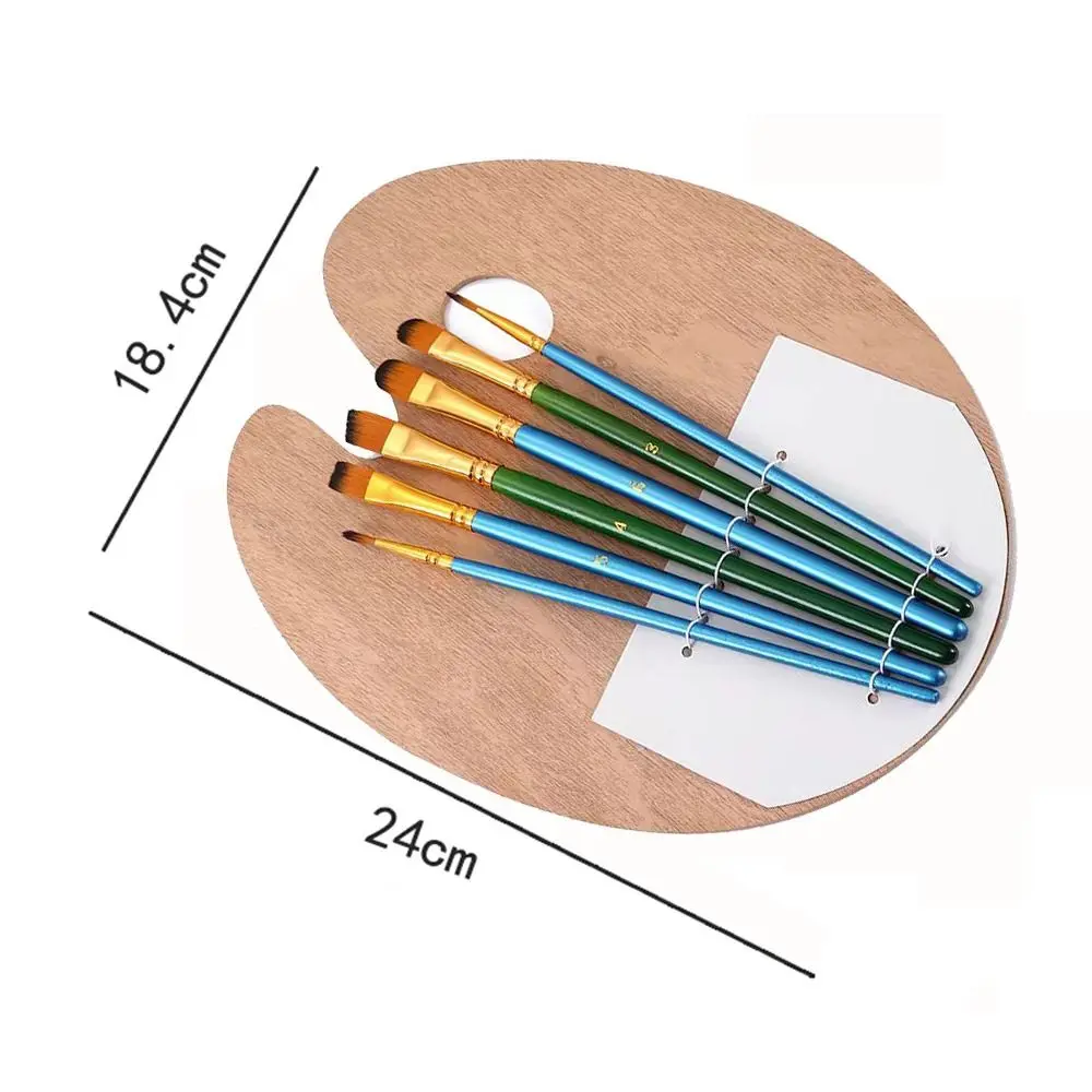 Wood Color Wooden Paint Palette Artist Trays Nylon 2 Size Acrylic Palettes Wooden Thumb Holder Paint Palette - Image 4