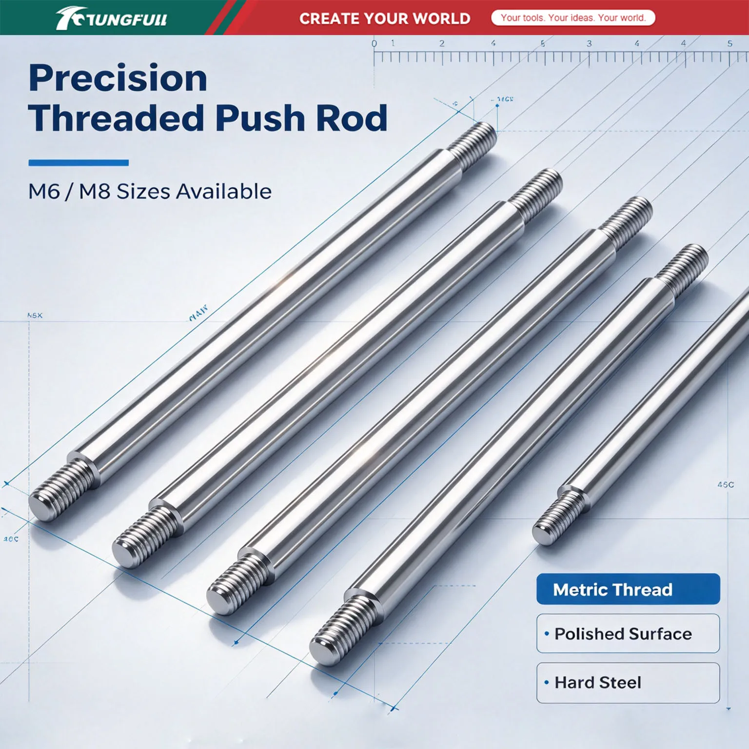 TUNGFULL M6 M8 Reciprocating Push Rod Linear Axis DIY Telescopic Actuator Replacement Accessories for Reciprocating Motor