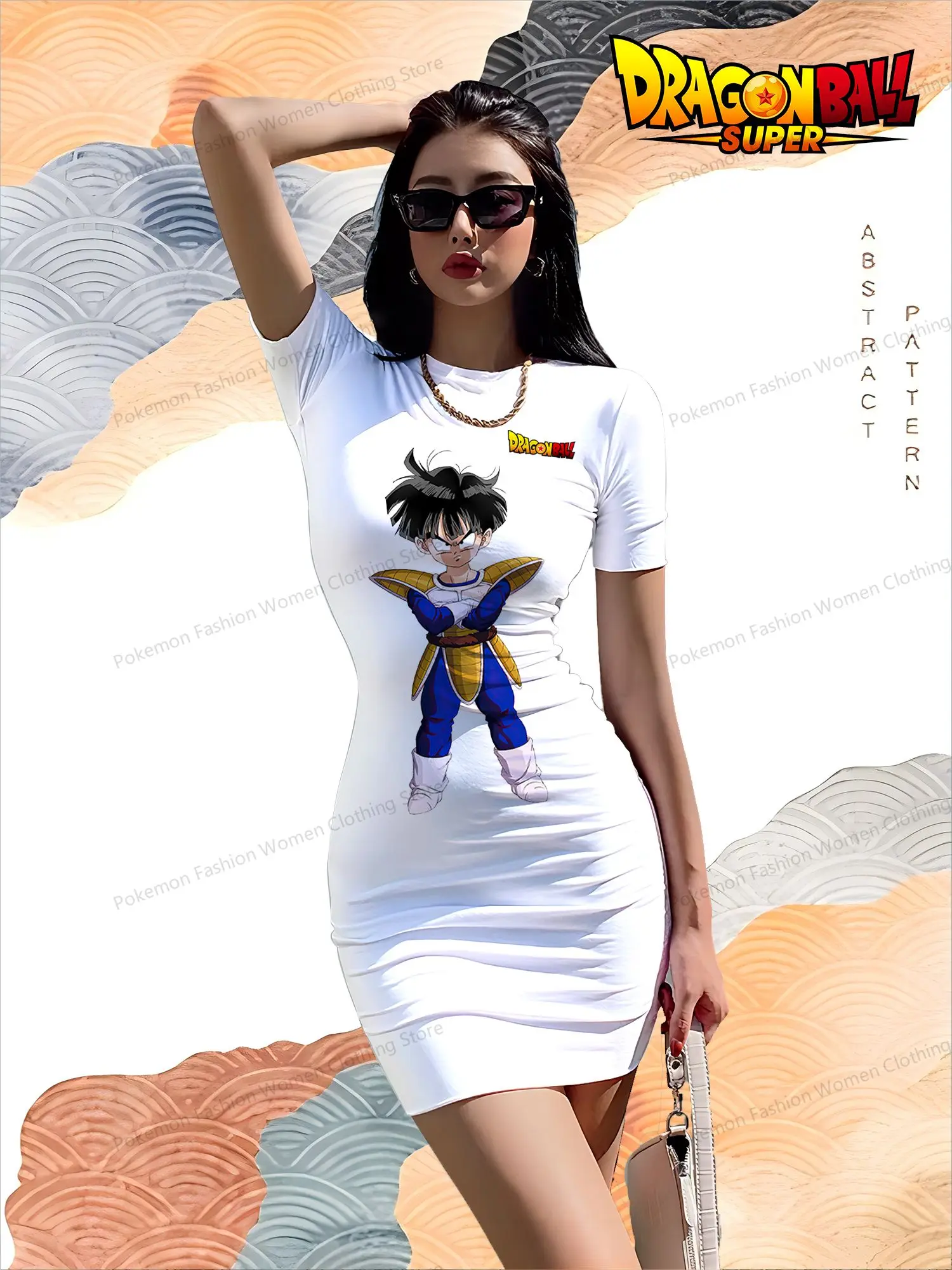 Dragon Ball Kakarotto Women's Short Sleeved Hip Dresses S-3XL Boho Summer Dress Dames 2024 Youthful Woman Clothes O Neck Y2k