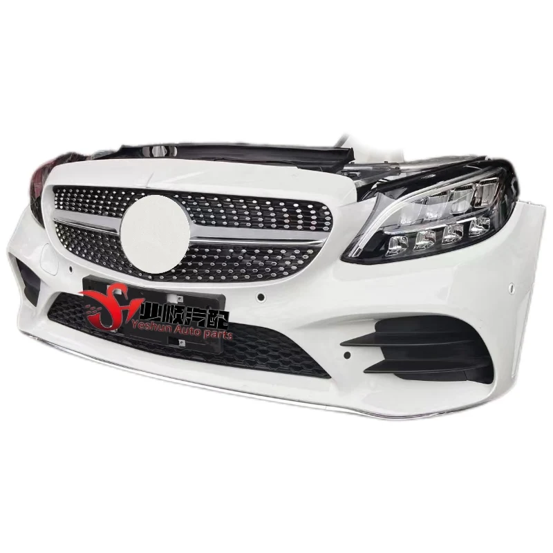 Wholesale C-class W205 Front Bumper Body Kit LED Lights with Complete Front Nose for