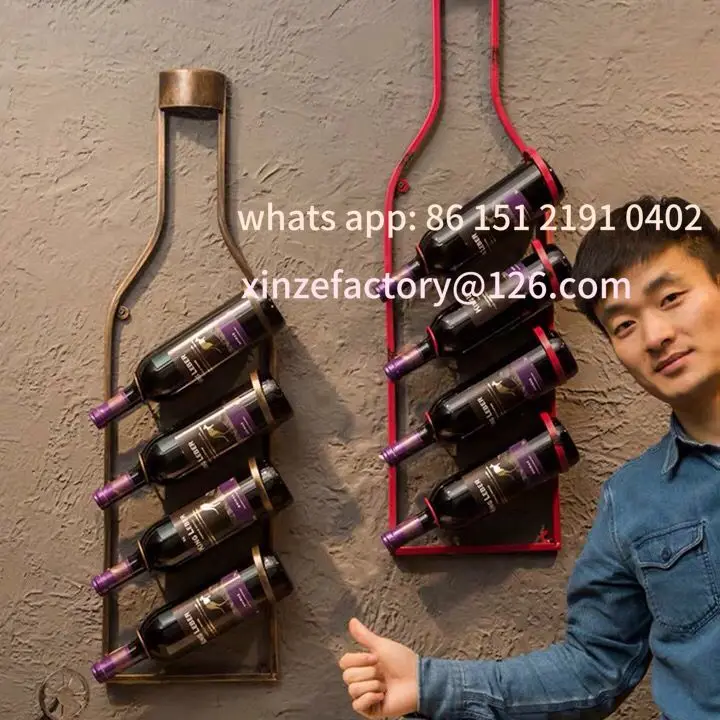

Customizable Wall Mounted American Industrial Style Iron Wine Rack for Wall Hanging/Home Bar Rustic Iron Wine Bottle Holder for